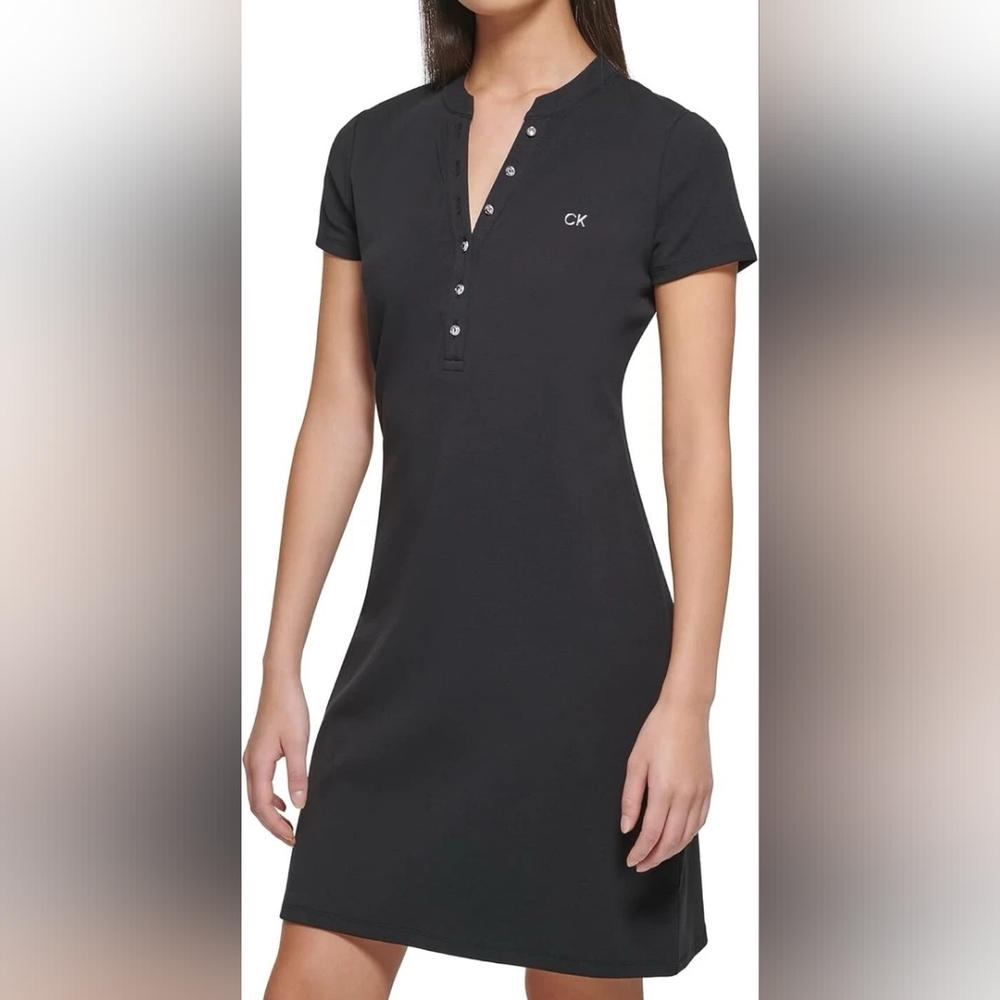 Calvin Klein Women's Black Button-Down Mini Dress Size M